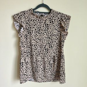 NWT Ruffle Animal Print Babydoll Tunic Top